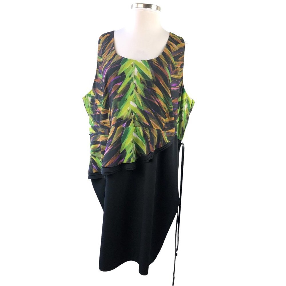 ✨Host Pick✨ Lane Bryant Botanical Print Side Peplum Dress Belted Plus Size - Picture 5 of 6